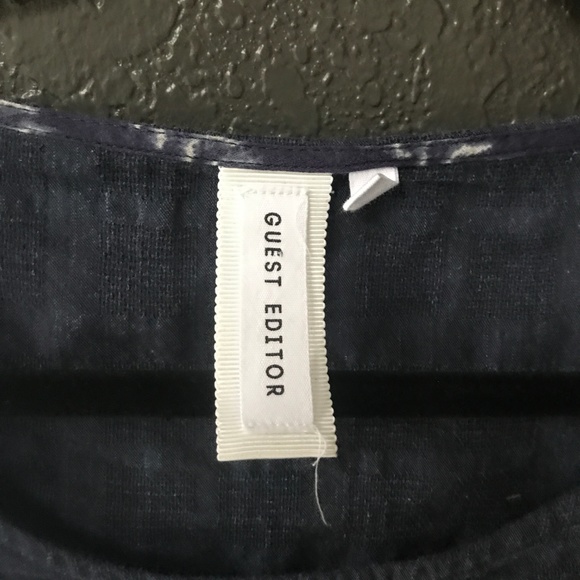 Guest Editor Plaid Bell Sleeves blue peplum top - Picture 4 of 6